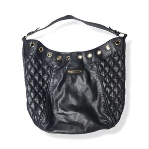 Juicy Couture 100% Leather, Black, Quilted Hobo Handbag Vintage